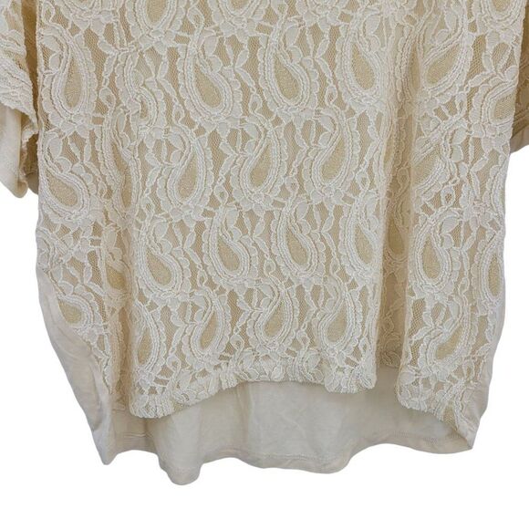 Vintage 80s Lace L Vanilla See Through Front Stretch High-low Jersey Knit Back - Picture 8 of 13